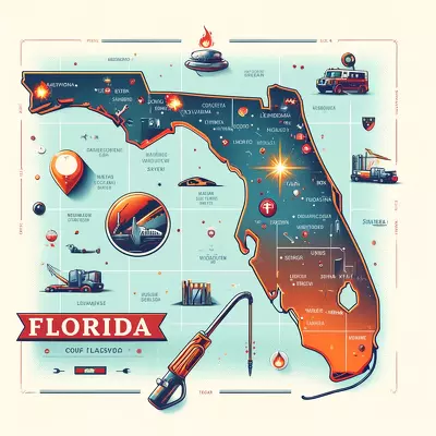 Florida map highlighting top welding schools for career advancement in welding. Image for illustration purposes only.