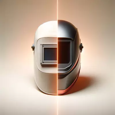 Comparison of a welding hood and welding helmet highlighting design and features. Image for illustration purposes only.
