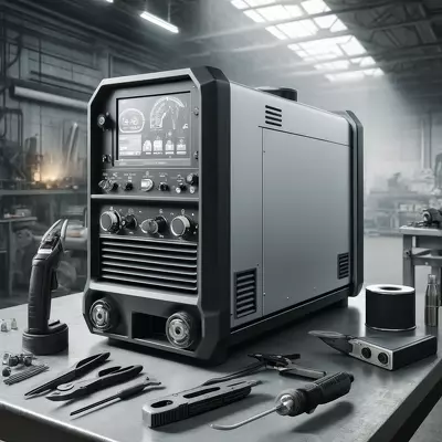 Modern welding machine in a workshop with tools and equipment