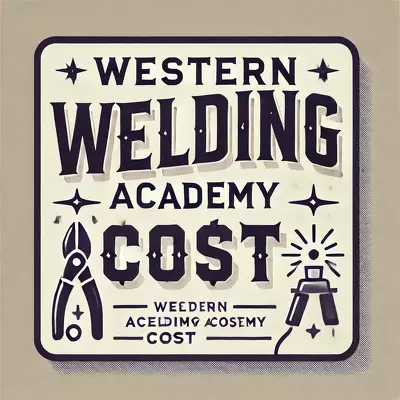 Text reading "Western Welding Academy Cost" in bold, modern font with subtle welding-themed illustrations. Image for illustration purposes only.
