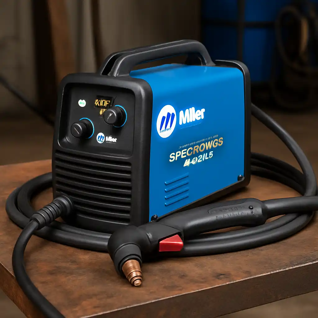 Portable Miller Spectrum 625 X-TREME plasma cutter on a workbench ready for use